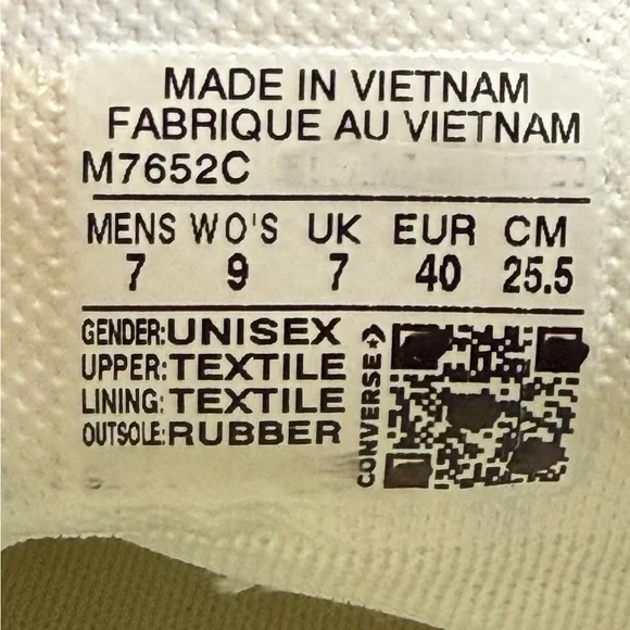 NWB Converse Chuck Taylor All Star Low Top White Canvas Unisex Shoes Size W 9 M7 - Picture 12 of 12